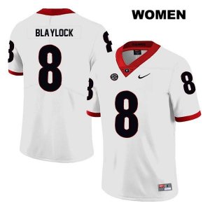 Women's Georgia Bulldogs NCAA #8 Dominick Blaylock Nike Stitched White Legend Authentic College Football Jersey JEX8854CG